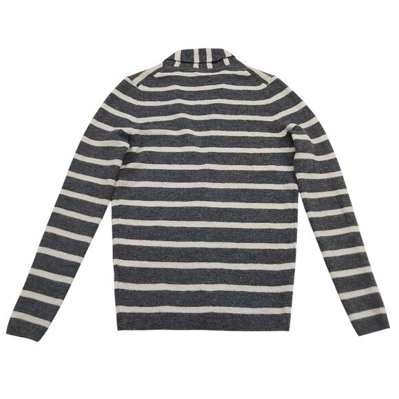J Crew Sweater Womens XS Gray Stripes Knitted Baby Alpaca Shawl Collar Preppy - Picture 6 of 11